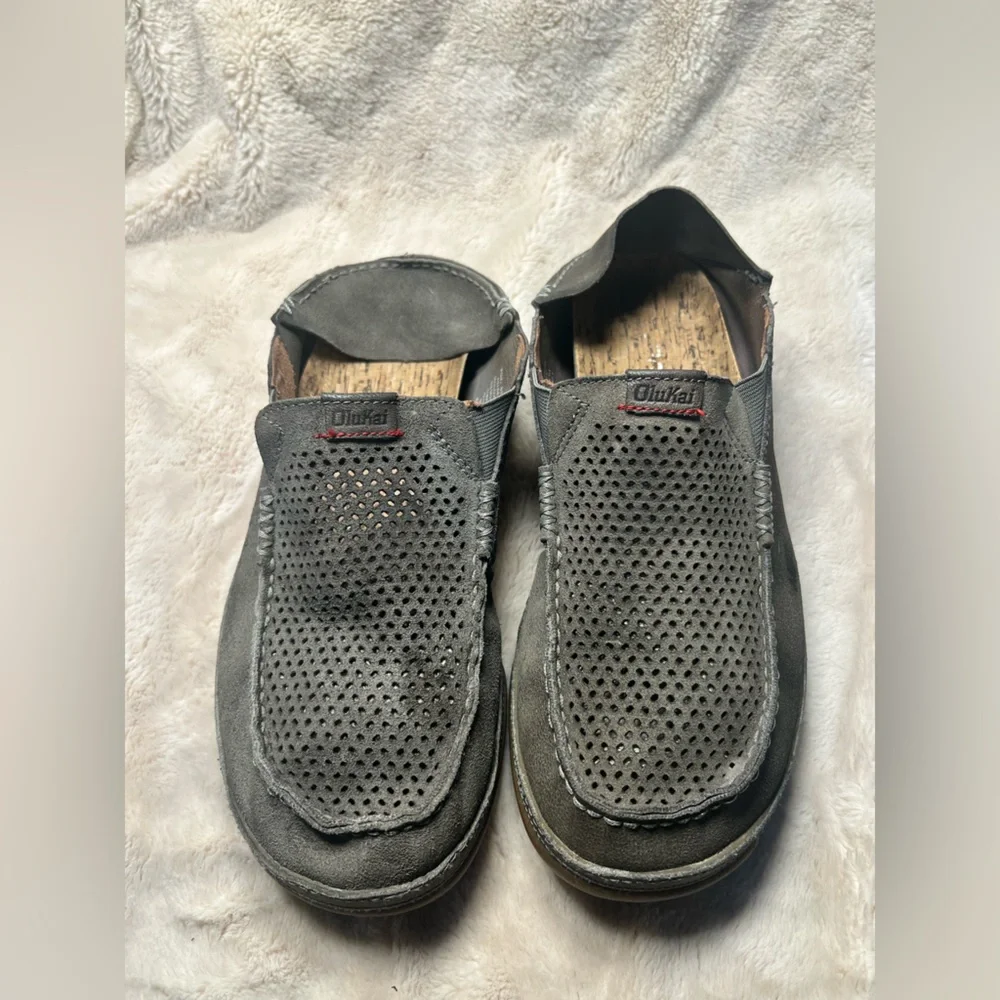 Olukai Slip On Mens 10.5 Moloa Kohana Suede Perforated Shoes
